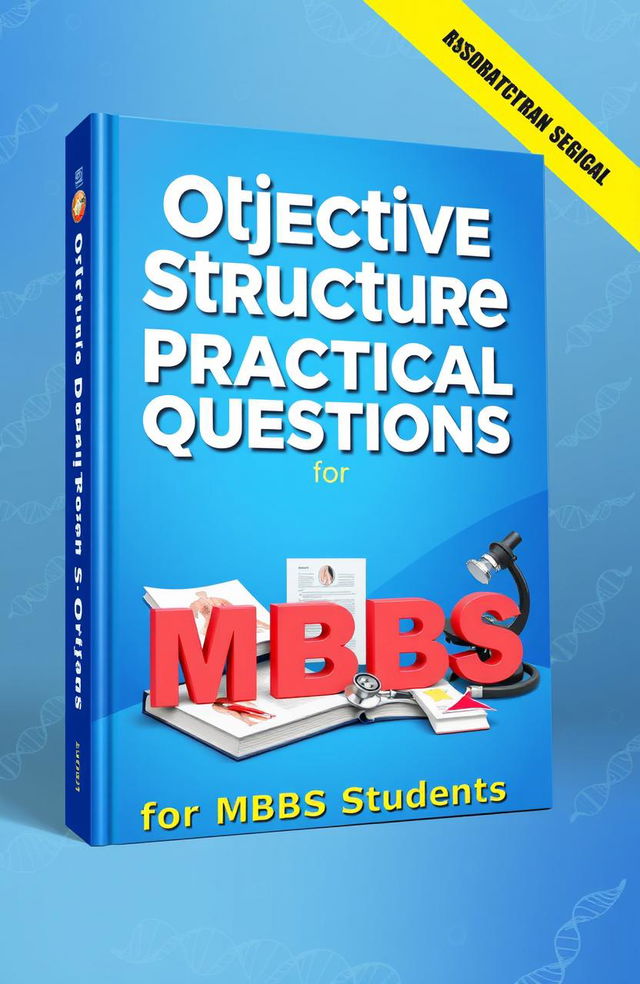 A beautifully designed cover for a medical book titled 'Objective Structure Practical Questions for MBBS Students'