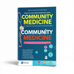 A cover design for a medical book specifically focused on Objective Structured Practical Examinations (OSPE) and Objective Structured Clinical Examinations (OSCE) for MBBS students in the field of Community Medicine