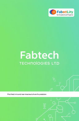 A modern and professional front diary cover design for a company named Fabtech Technologies Ltd