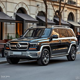 A modern SUV designed as a version of the 1984 Mercedes-Benz 1000SEL, featuring a front end that replicates the iconic grille and distinctive headlights of the original model