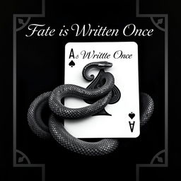 A dramatic book cover designed as a photo that features an Ace of Spades playing card at its center, intricately intertwined with a realistic snake