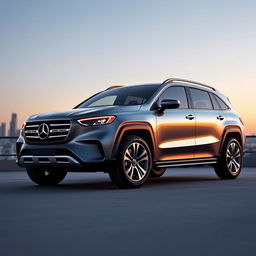 A modern SUV inspired by the 1984 Mercedes-Benz T200, showcasing a front end that mimics the classic design with a prominent grille and iconic headlights