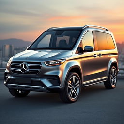 A modern SUV inspired by the 1984 Mercedes-Benz T200, showcasing a front end that mimics the classic design with a prominent grille and iconic headlights