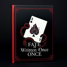 A striking book cover designed as a photo that features an Ace of Spades playing card as the central element, intricately entwined with a detailed snake