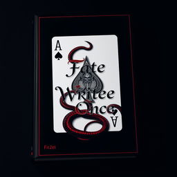 A striking book cover designed as a photo that features an Ace of Spades playing card as the central element, intricately entwined with a detailed snake