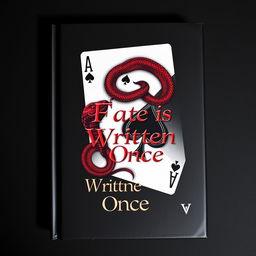 A striking book cover designed as a photo that features an Ace of Spades playing card as the central element, intricately entwined with a detailed snake