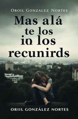 A somber and serious book cover for a novel titled 'Más allá de los recuerdos' by Oriol González Nortes