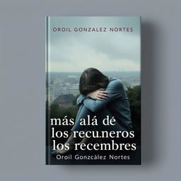 A serious and sad book cover for a novel titled 'Más allá de los recuerdos' by Oriol González Nortes