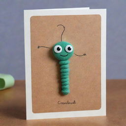 Create a cute 'Corkscrew Confluence' card, an 'upcell' type. Featuring a cheerful cell with a face expression, the cell dances with elegant swirls, drawing inspiration from the corkscrew-shaped spirochaetes bacteria, representing the chance to play two cards.