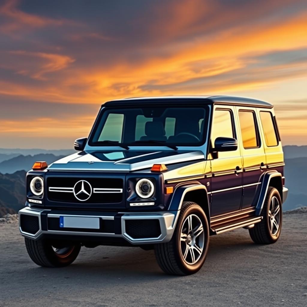 A modern SUV inspired by the 1984 Mercedes-Benz T200, featuring a front end that closely resembles the original with a bold, rectangular grille and classic round headlights