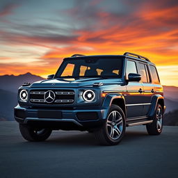 A modern SUV inspired by the 1984 Mercedes-Benz T200, featuring a front end that closely resembles the original with a bold, rectangular grille and classic round headlights