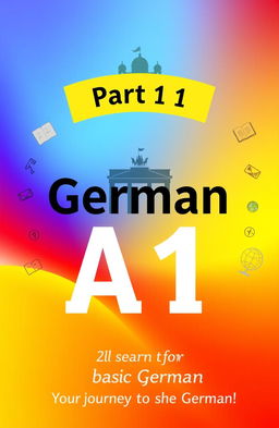 A vibrant and colorful gradient background that seamlessly blends hues of blue, yellow, and red representing the German flag