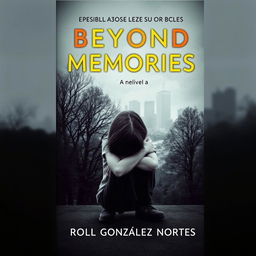 A serious and sad book cover for a novel titled 'Beyond Memories' by Oriol González Nortes