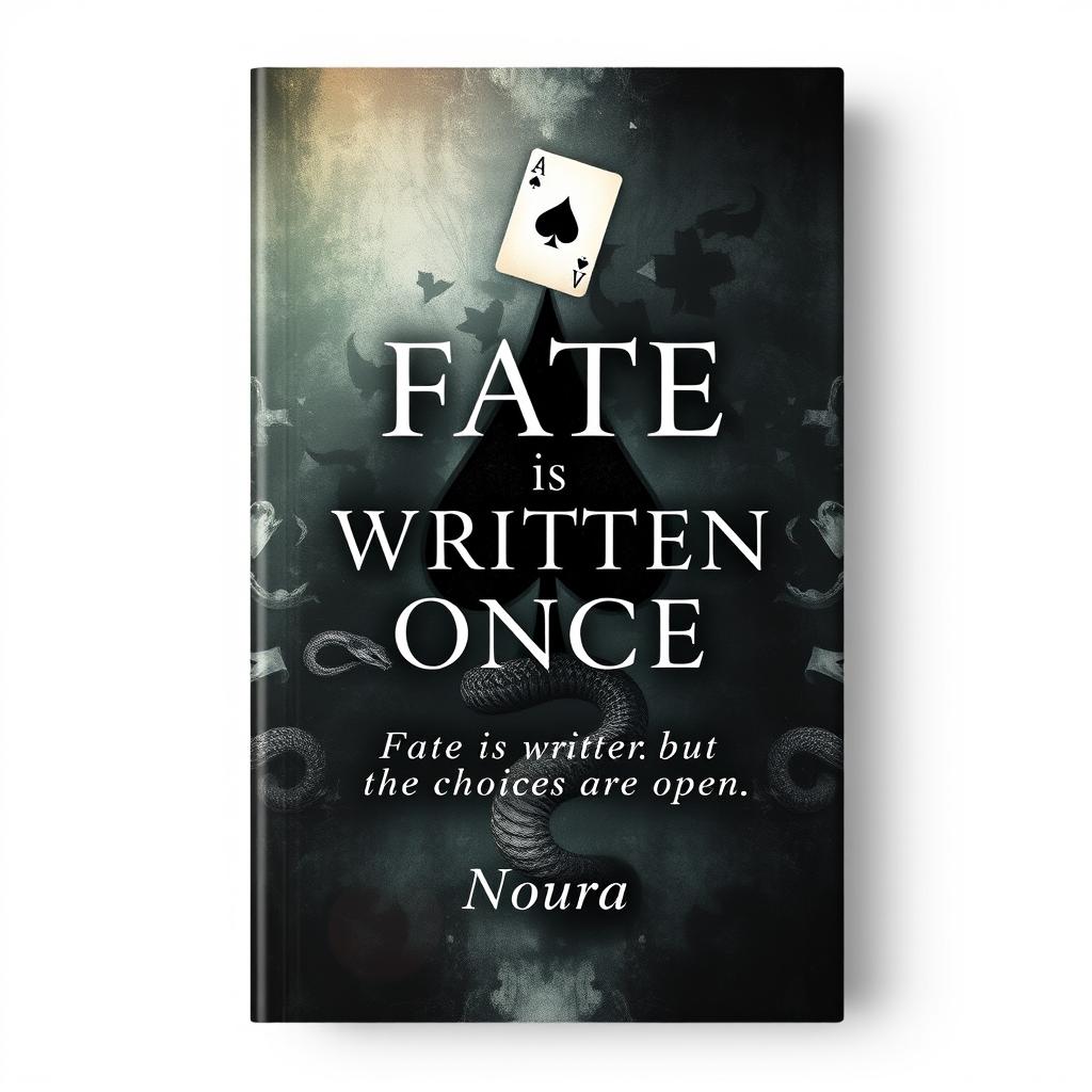 A visually captivating book cover featuring the title 'Fate is Written Once' in bold, elegant typography at the center