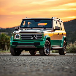 A modern SUV inspired by the 1984 Mercedes-Benz T200, featuring a front end that closely resembles the original design with a prominent emblem and classic rounded headlights