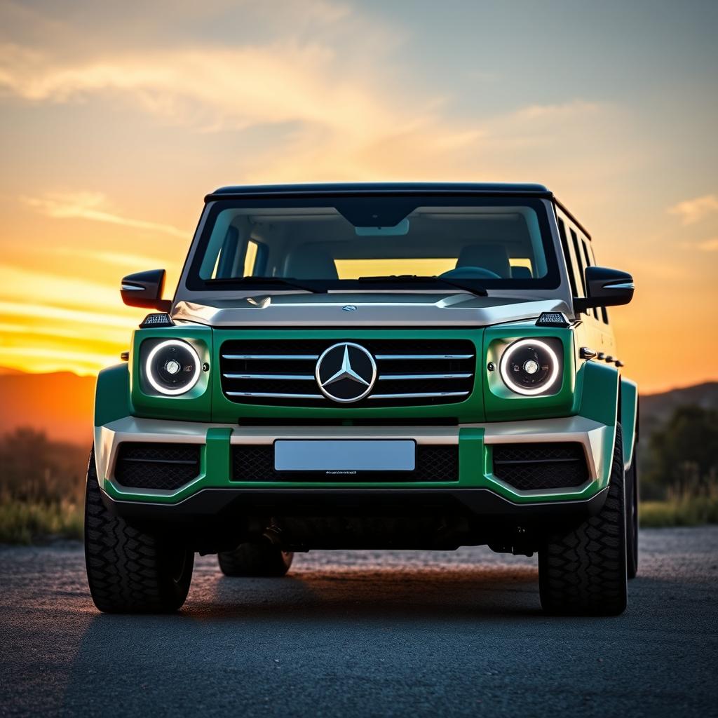 A modern SUV inspired by the 1984 Mercedes-Benz T200, featuring a front end that closely resembles the original design with a prominent emblem and classic rounded headlights