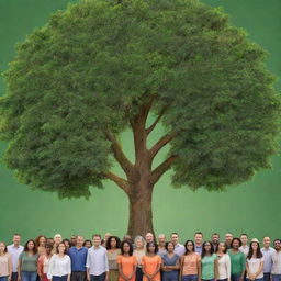 A high-definition image focusing on unity in diversity for environmental protection. Feature diverse, modern-stylized individuals united in environmental actions like tree planting. The vibrant, lush green backdrop underlines the urgency of collective responsibility, inspiring the impact of united efforts on a sustainable future.