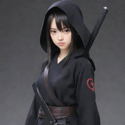 A teenage girl anime character in Japanese style, clad in stealthy attire, carrying assassin tools. Her serious expression hints at her dangerous specialization in assassination.