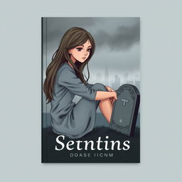 A cover design for a book featuring a teenage girl seated on the ground, hugging her knees