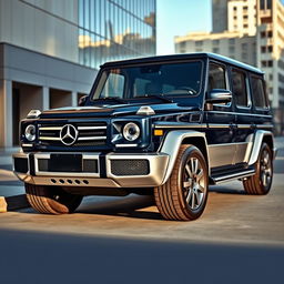 A modern SUV inspired by the 1984 Mercedes Benz T200, featuring a front end design that mirrors the classic car's elegance