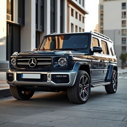 A modern SUV inspired by the 1984 Mercedes Benz T200, featuring a front end design that mirrors the classic car's elegance