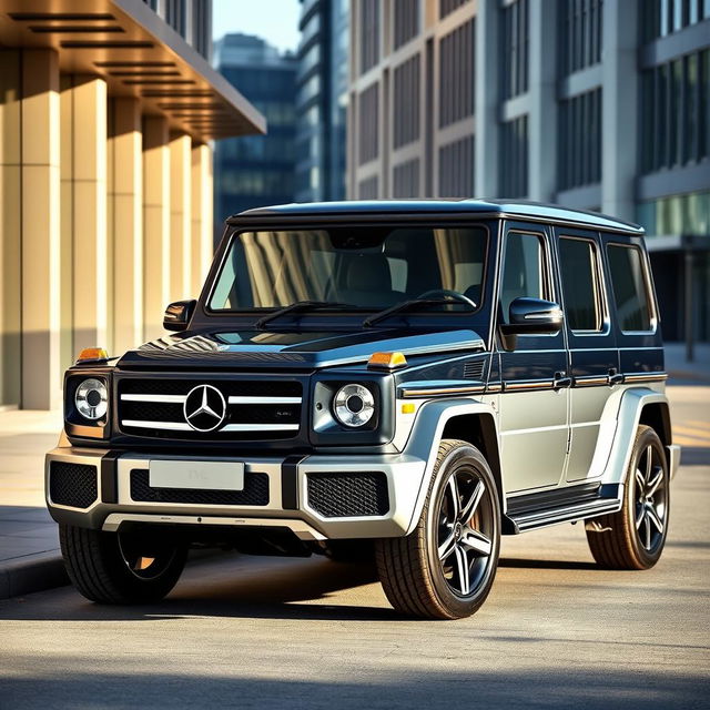 A modern SUV inspired by the 1984 Mercedes Benz T200, featuring a front end design that mirrors the classic car's elegance