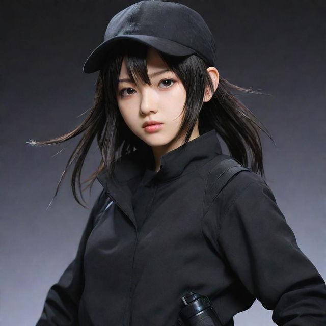 A Japanese anime-style teenage girl character. Skilled in assassination, she's clad in dark, stealthy clothing with specialized tools for her covert operations, reflecting her dangerous nature.