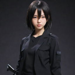 A Japanese anime-style teenage girl character. Skilled in assassination, she's clad in dark, stealthy clothing with specialized tools for her covert operations, reflecting her dangerous nature.