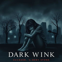 A dark and serious book cover depicting a teenage girl sitting on the floor, hugging her knees with an expression of deep contemplation