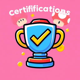 A vibrant and engaging icon representing 'certifications' featuring a Mario Bros theme