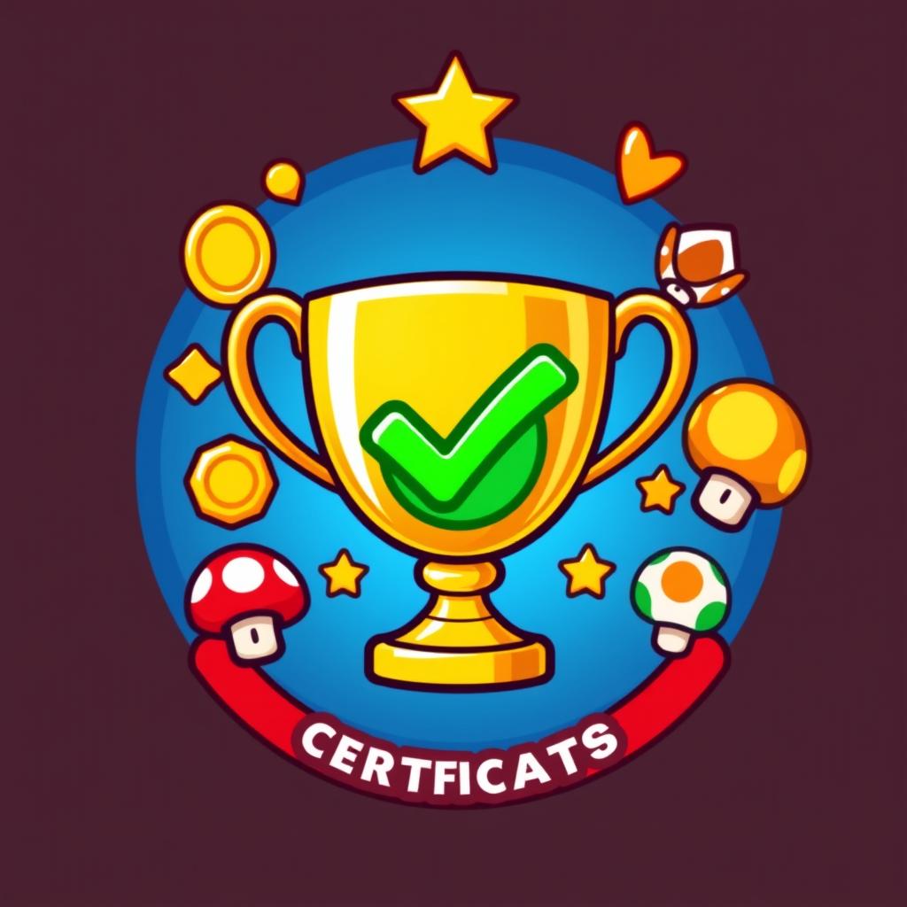 A cheerful and colorful icon for 'certifications' inspired by the Mario Bros universe