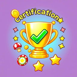 A vibrant and engaging icon for 'certifications' inspired by the Mario Bros universe