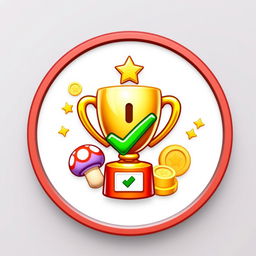 A circular icon for 'certifications' designed in the style of the Mario Bros universe, set against a clean white background