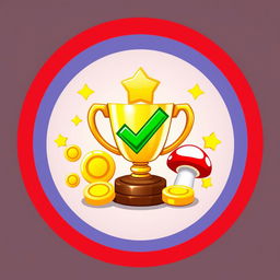 A circular icon representing 'certifications' inspired by the Mario Bros universe