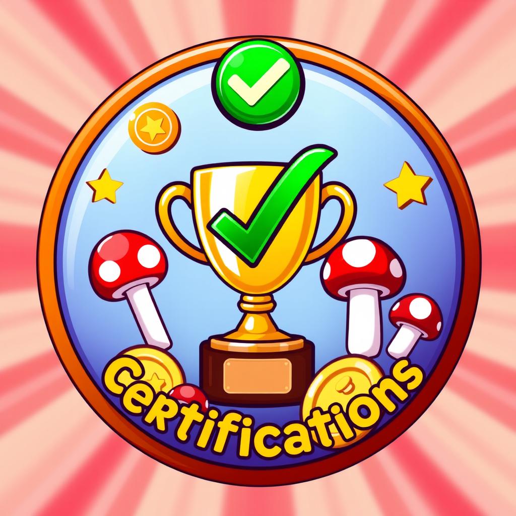 A circular icon representing 'certifications' with a delightful Mario Bros vibe