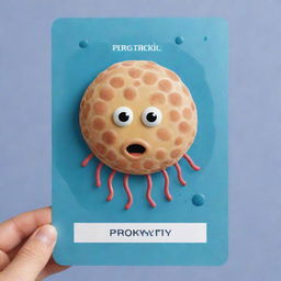 Create a charming 'Prokaryotic Mimicry' card, an 'upcell' type. Draw a delightful cell with a face demonstrating prokaryotic characteristics. The design should embody adaptability and resistance, indicatively making the cell immune to one destruction effect per turn.