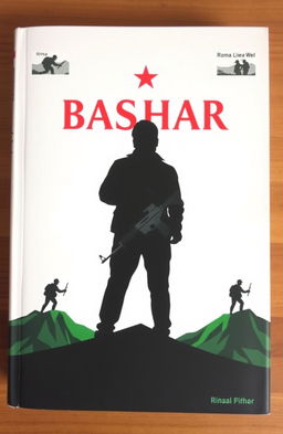 A book cover featuring a silhouette of a man representing Bashar, standing in the center of the cover, predominantly dark