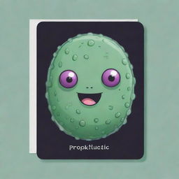 Design an endearing 'Prokaryotic Mimicry' card, an 'upcell' type. Illustrate a cute cell with a face embodying features of unicellular organisms. The cell should appear adaptable and resilient, visualizing immunity to one destruction effect per turn.