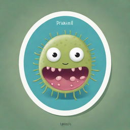 Design an endearing 'Prokaryotic Mimicry' card, an 'upcell' type. Illustrate a cute cell with a face embodying features of unicellular organisms. The cell should appear adaptable and resilient, visualizing immunity to one destruction effect per turn.