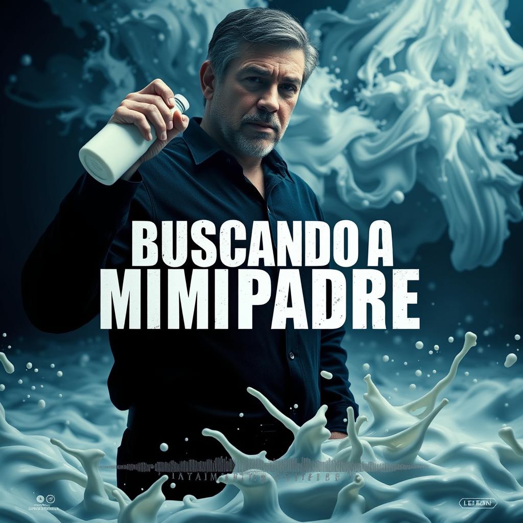 A dramatic movie poster featuring a father holding a bottle of milk in one hand and a pack of cigarettes in the other