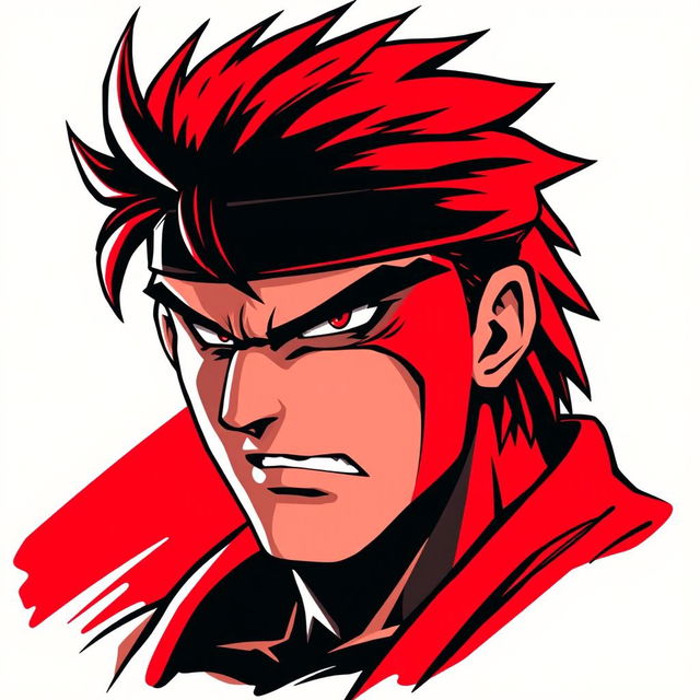 An artistic rendering of the character Honda from Street Fighter, emphasizing a stylized face with a striking color palette of black and red