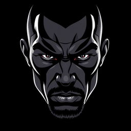 A sharp and detailed illustration of a fighter's face, creatively rendered in a dominant black color scheme