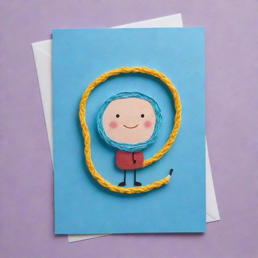 Craft a whimsical 'Transcellular Lasso' card, an 'upcell' type. Capture a lovable cell with a face being moved by a magical lasso, expressing transcellular migration similar to mitosis. Highlight the temporary relocation of the cell from one Stable to another.