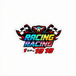 A striking sticker design for a racing car, featuring bold graphics and vibrant colors that capture attention