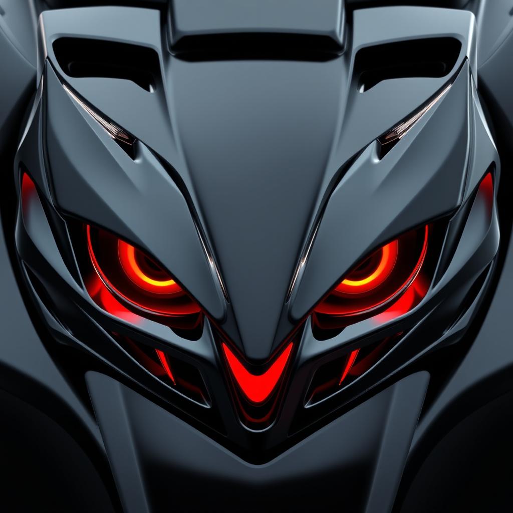 A 3D design of dark, menacing eyes for a car, created in a PNG format