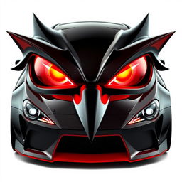 A 3D design of dark, menacing eyes for a car, created in a PNG format