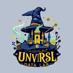 A logo design for an Instagram account named "UNVRSL Data Lab" featuring an analysis of data, metrics, and numbers themed around Harry Potter