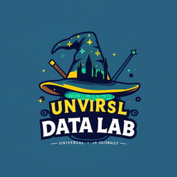 A captivating logo design for an Instagram account named "UNVRSL Data Lab" that focuses on analyzing data, metrics, and numbers related to Universal Theme Parks globally, infused with Harry Potter themes