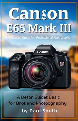 A visually appealing cover design for a photography guide titled 'Canon EOS R5 Mark II: A Detailed Guide for Basic and Professional Photography'