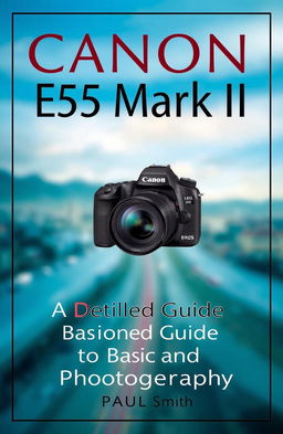 A visually appealing cover design for a photography guide titled 'Canon EOS R5 Mark II: A Detailed Guide for Basic and Professional Photography'